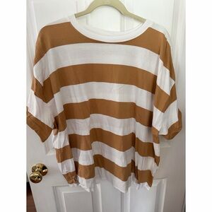Striped Brown and White Women's Top